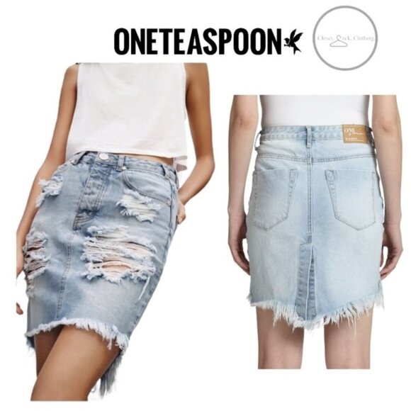 ONE Teaspoon 20/20 Jean Skirt Size 24 - Picture 1 of 12